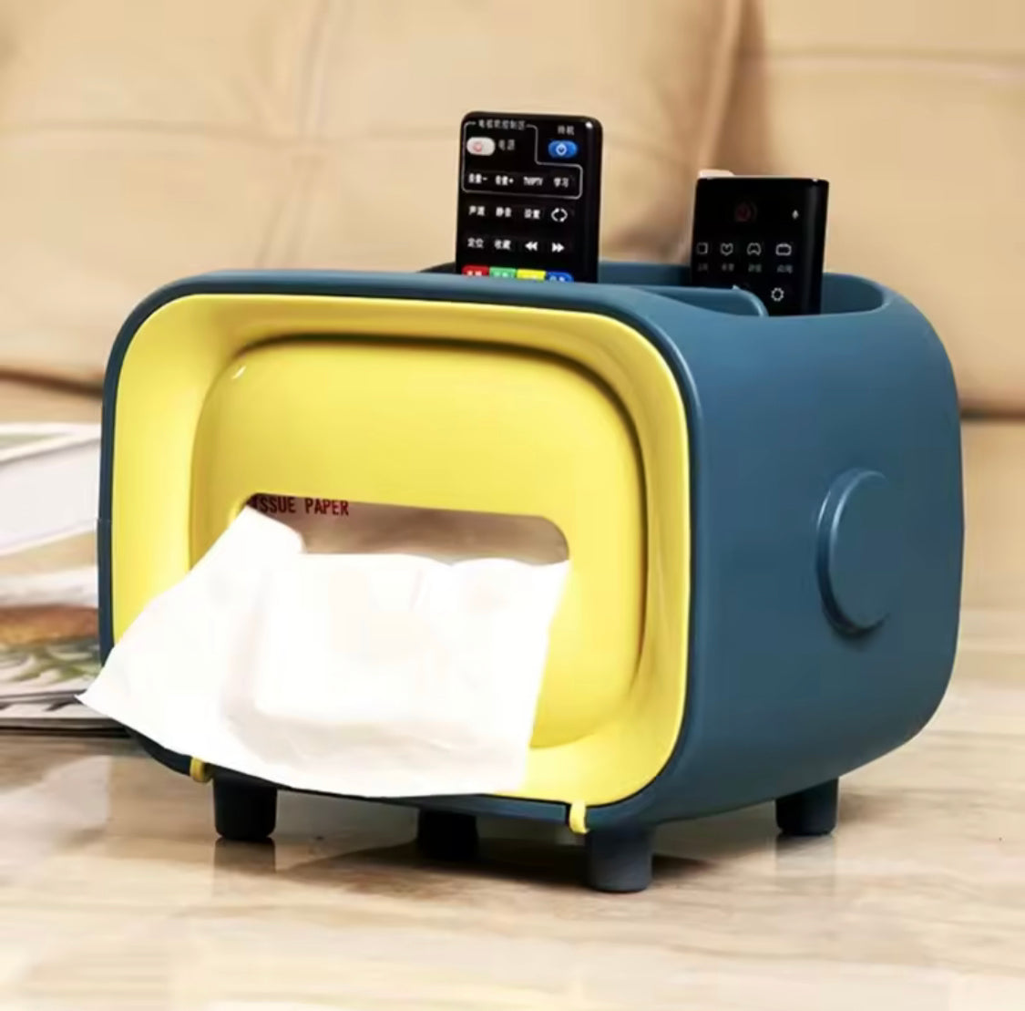 TV Shaped Tissue Holder, Living Room Tissue Box Holder, Tissue Box With Mobile Holder TV Shaped Tissue Holder, Living Room Tissue Box Holder, Tissue Box With Mobile Holder